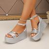 Fashion Platform Sandals New Summer Women's Sandals Wedges Round Toe High Heel Shoes for Women Open Toe Buckle Strap Outdoor Dress Shoes