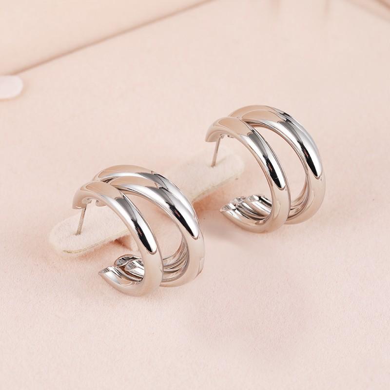Celebrity's Same Style Metal Earrings Female Earrings Exaggerated Face Show Small Earrings Advanced and Popular Earrings