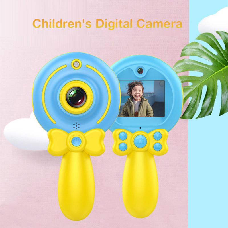 2palcový digitální fotoaparát kreslený lízátko Mini HD s duálním objektivem pro děti Roztomilá videokamera Dětský dárek