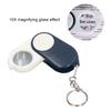 10X Magnifying Glass Double Layer Lenses Folding Handheld Mini Magnifier Keyring with LED Light Mini Magnifying Glass