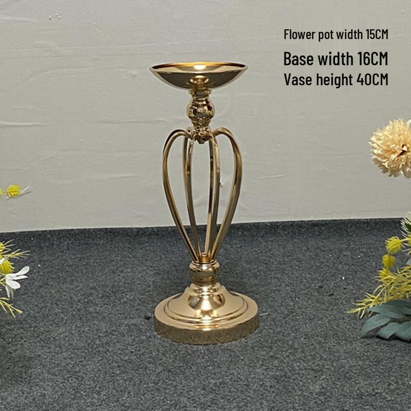 Golden European Iron Art Flower Stand for Wedding Decor and Sign-in Table