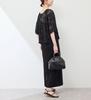 ROPE PICNIC Mesh Cord Embroidered Pullover Top In Black Women's (01)