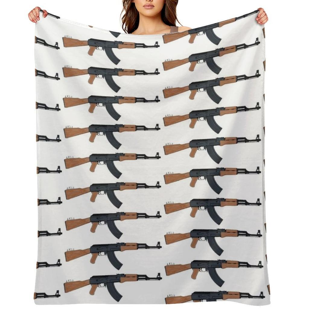 AK-47, Kalashnikov Rifle Throw Blanket Warm Winter Decorative Decorative Sofas Winter Beds Blankets