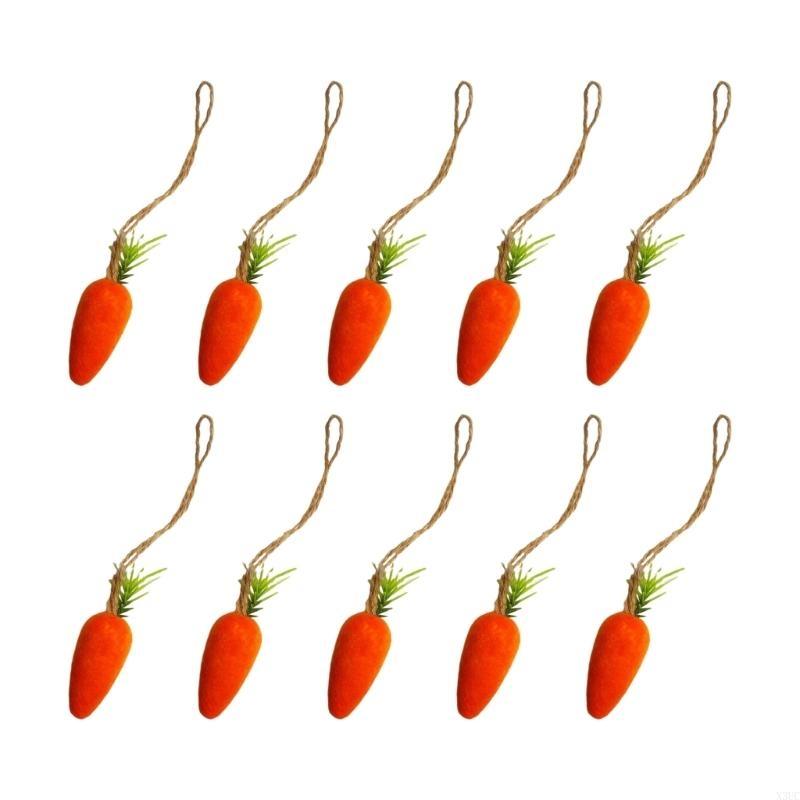 

10pc Bright Mini Easter Carrot Hangings Decors Foams Carrots for Indoor Use X3UC