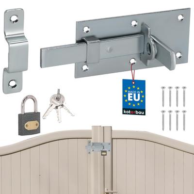KOTARBAU® Univerzális egyenes retesz ajtókhoz, kapukhoz és lakatokhoz, Acél, 130 MM + Lakat