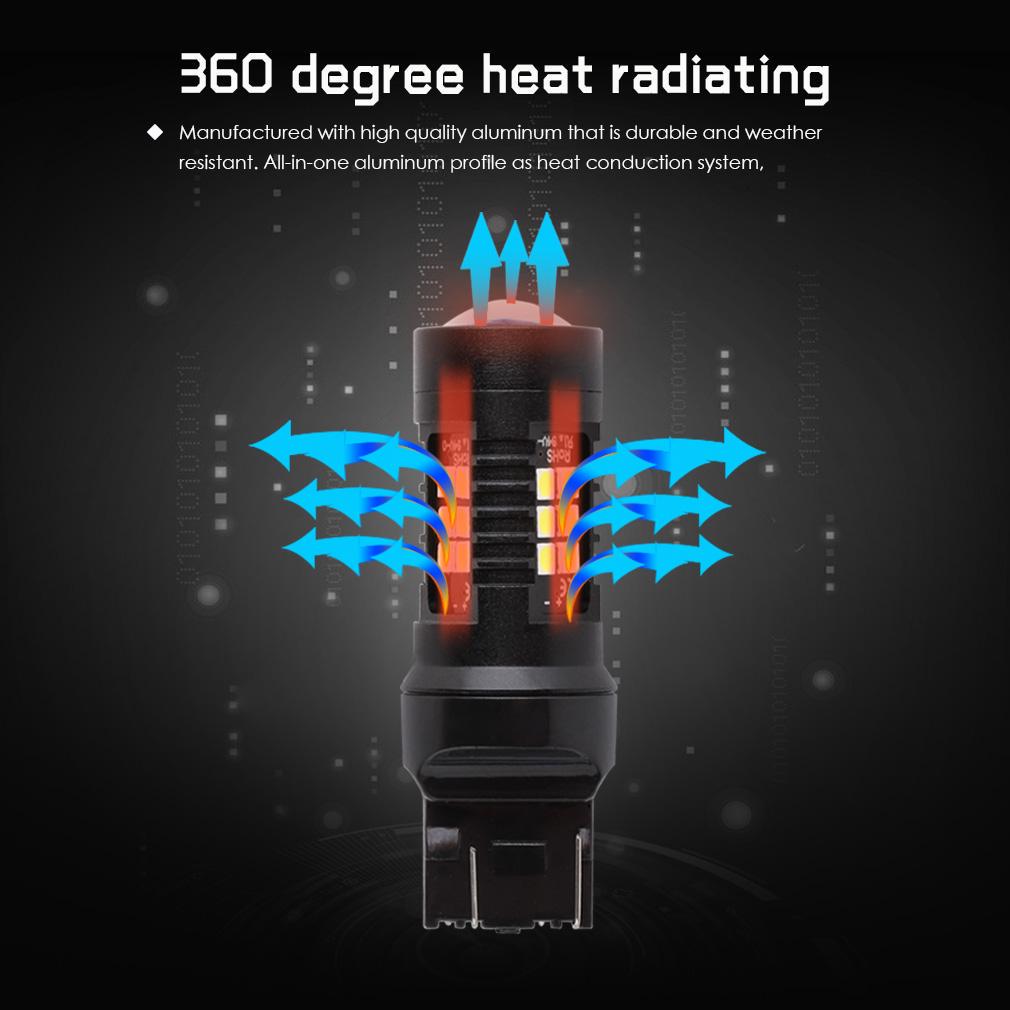 2pcs 1200Lm T20 7443 LED Bulbs 7440 W21/5W LED Car Lights Turn Signal Brake Light Parking Light Auto Fog Lamps Red Amber