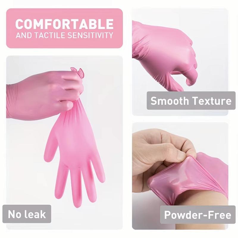 100PCS Pink Nitrile Disposable Gloves Powder & Latex Free Gloves for Kitchen Cooking Household Beauty Petcare Hair Dye Gloves