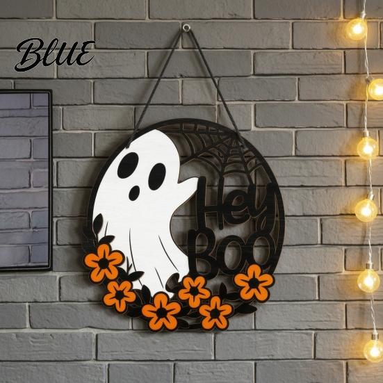 Halloween Door Sign Ghost Sign Cute Boo Hanger Spooky Gifts for Lovers Hanging Welcome Porch Yard Wall Home Party Decor Fall Seasonal Accents