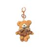Cute Plush Bear Keychain With Checkered Cape Design For Gift And Bag Decoration