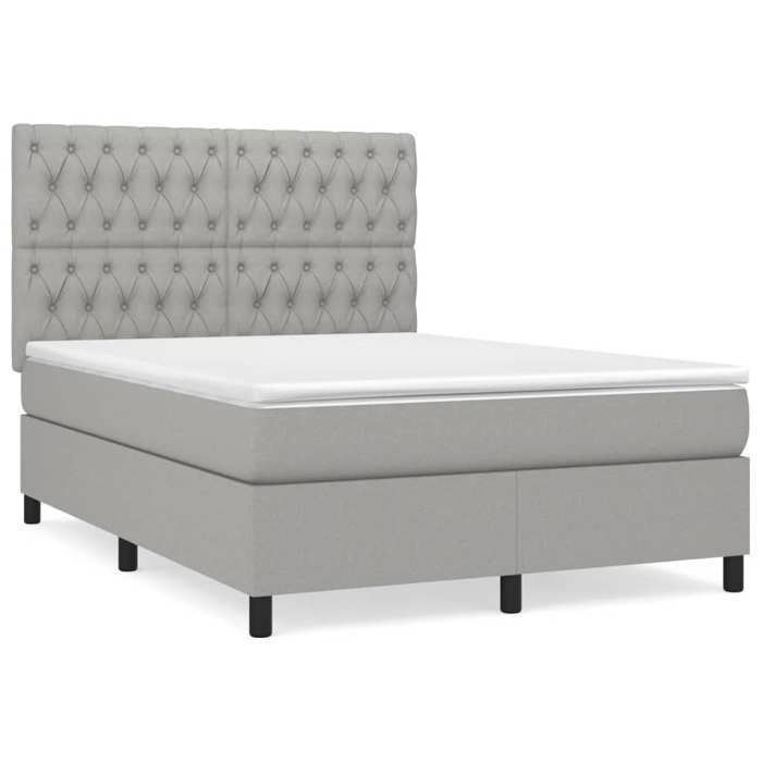 Maison Exclusive - Sommier à lattes de lit avec matelas Gris clair 140x190cm Tissu