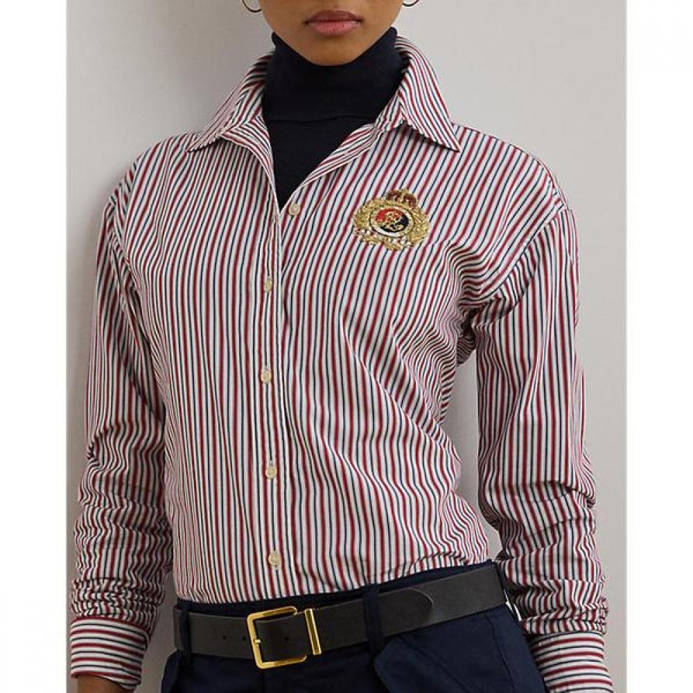 Camisa de tela a rayas de corte relajado de Lauren Ralph Lauren Wmlrshts6820450410 