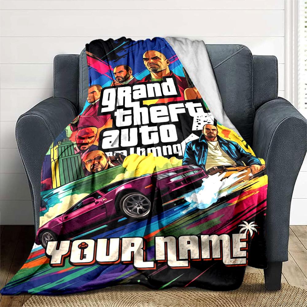 Grand Theft Auto Customize Your Name Blanket Gift Personalized Blanket Warmthful Decor Throw For Office Bedding Chair Home Decor for All Occasions