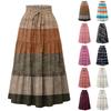 Ladies' Striped Printed Casual Elastic Waist Drawstring Skirt