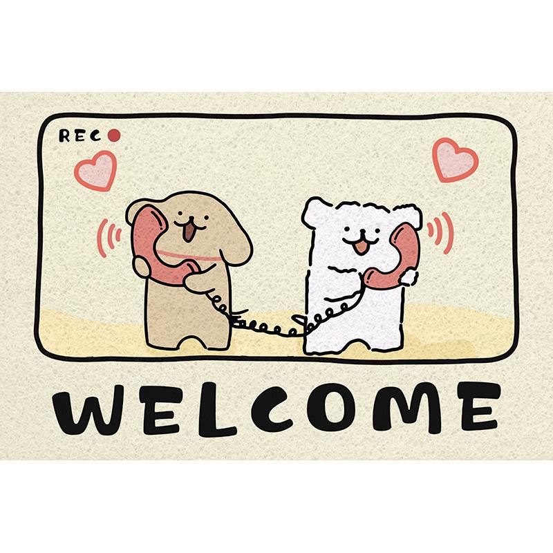Cartoon Dog Diatom Mud Floor Mat Welcome Carpet for Living Room Entryway Non-Slip Bathroom Shower Area Footpad Kitchen Decor Rug