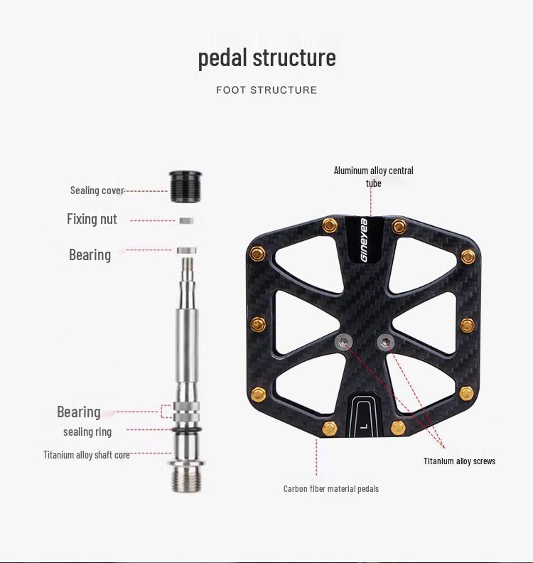 Gineyea Jingye Carbon Fiber Ultra-light Pedals for Road and Folding Bikes (Little Bird/P8/P10)