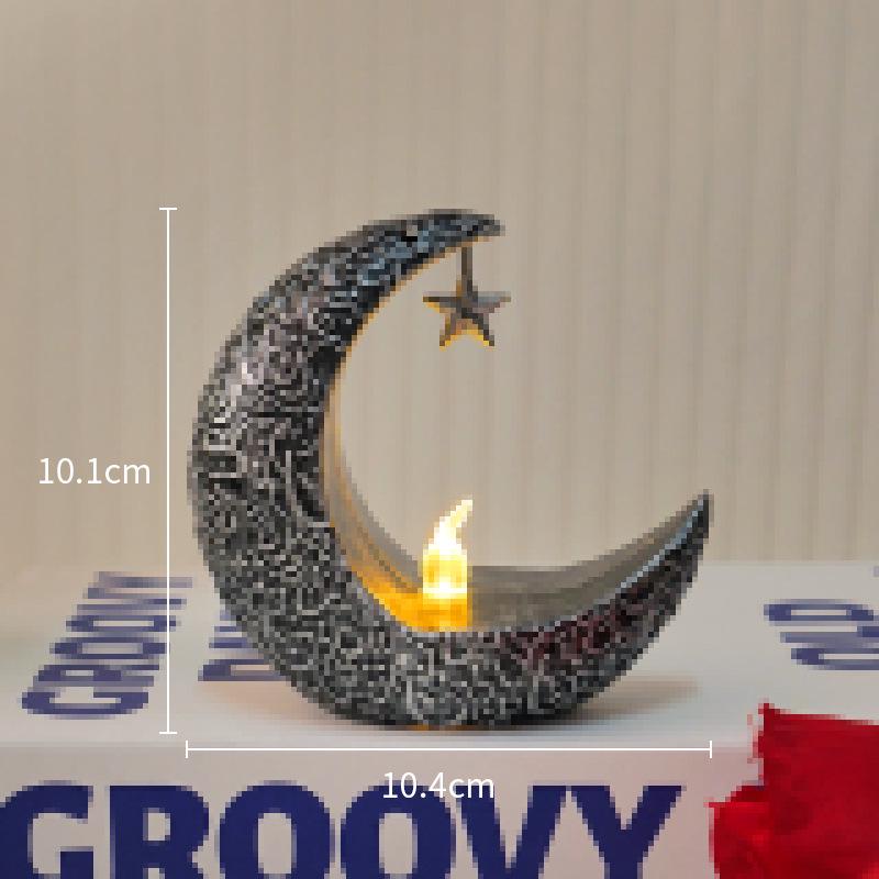 Star & Moon LED Candlestick Night Light: Decorative Candle Lamp for Ambiance Warm Light