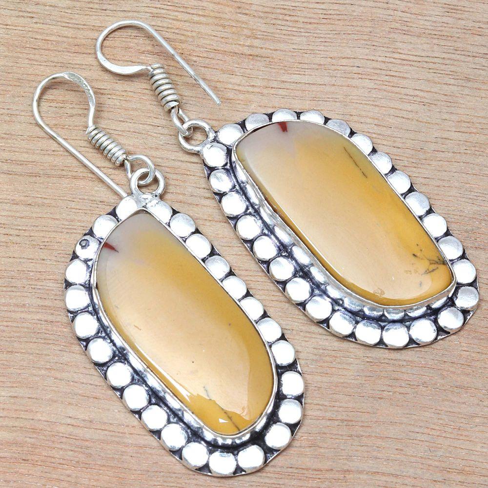 Tiger's Eye Gemstone Handmade Silver Jewelry Earrings 1.5''