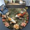 Koi Fish Round Area Rug,Carpet Rug for Living Room Bedroom Sofa Playroom Decor,Non-slip Floor Mat