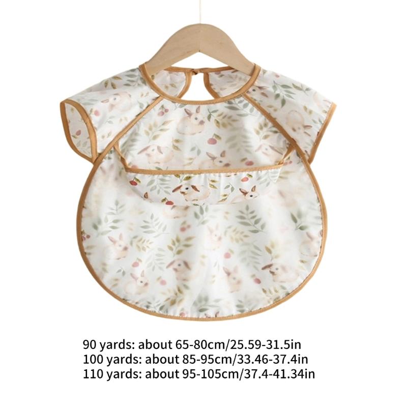 Spill Proof Short Sleeve Infant Bib with Adjustable Straps Easy Cleaning Smock For Eating Painting Outdoor Activity