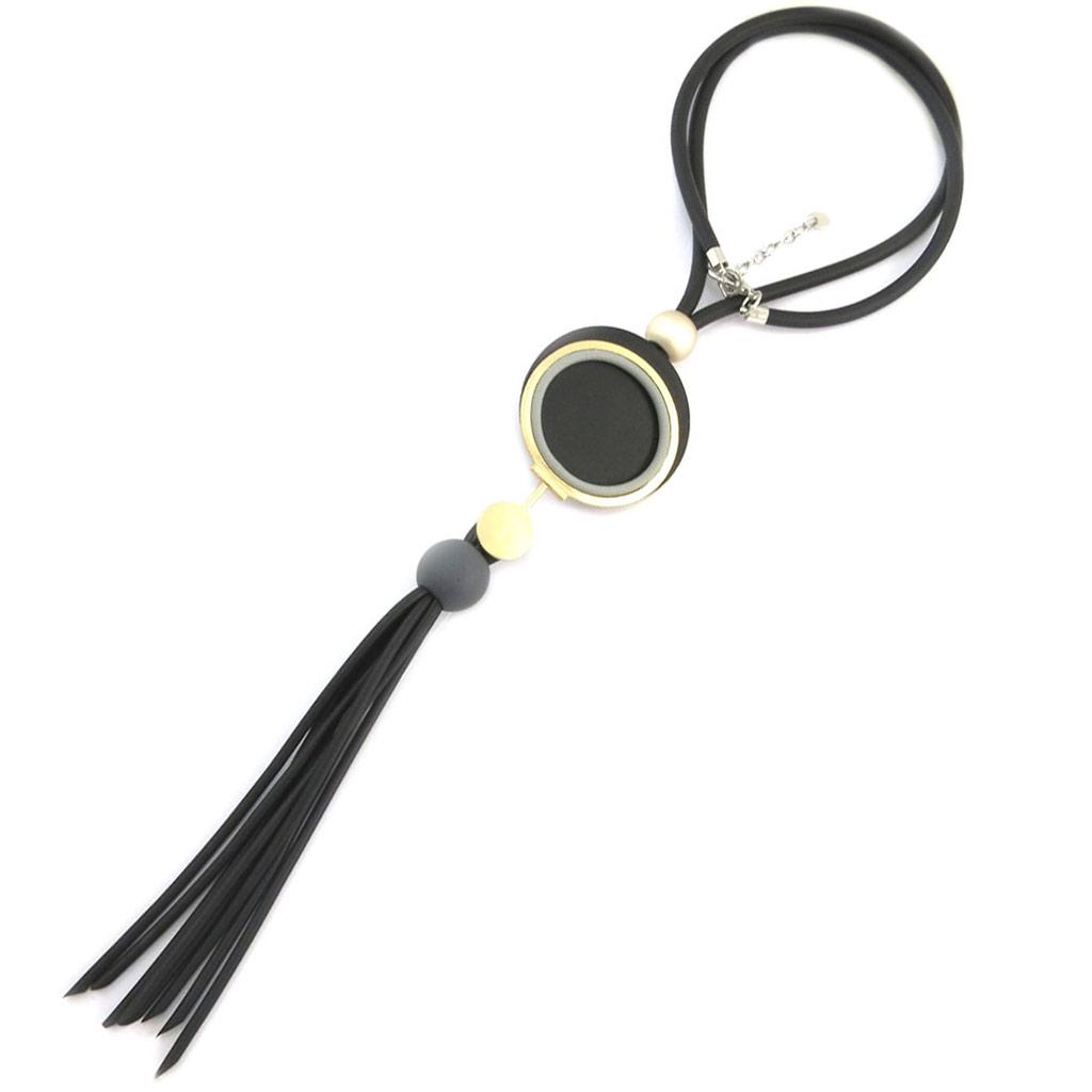 

Les Trésors De Lily [P7578] - Дизайнерское колье Melimba черное золото - 6 см