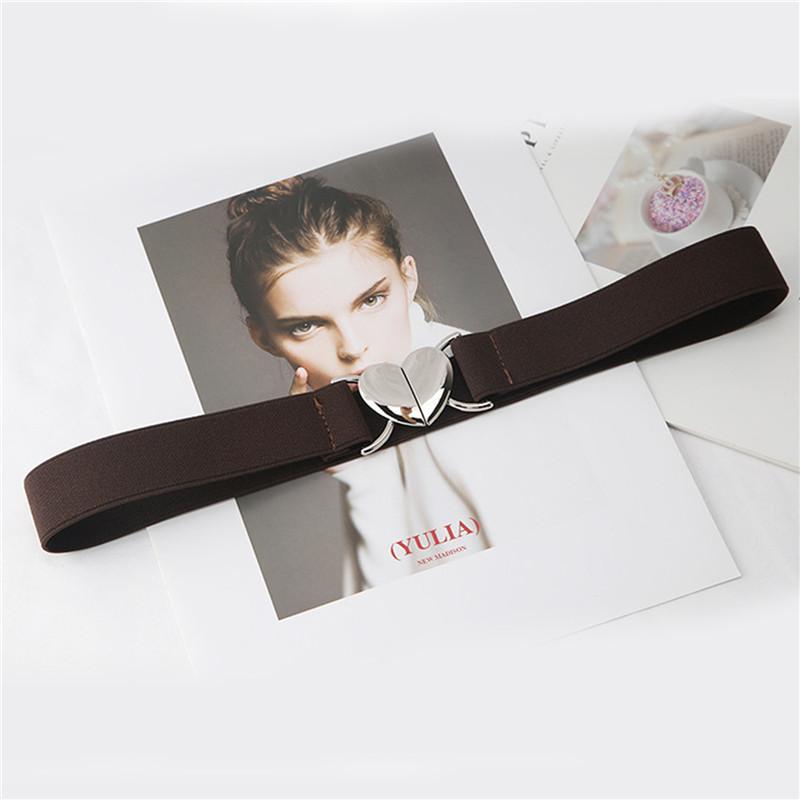 Women Elastic Belts Love Heart Metal Buckle Waist Dress Coat Sweater Decorative Elegant Exquisite Waistband Accessories