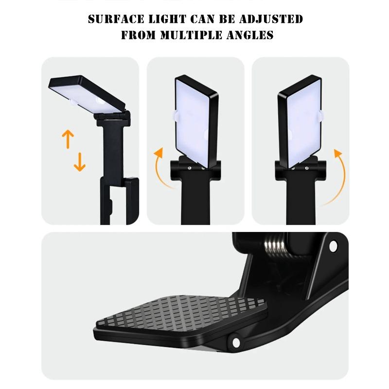 Rechargeable Book Light LED Clip Reading Light 180°Foldable,Portable Clip On Reading Lamp 3 Colors Eye Protection Desk Lamps