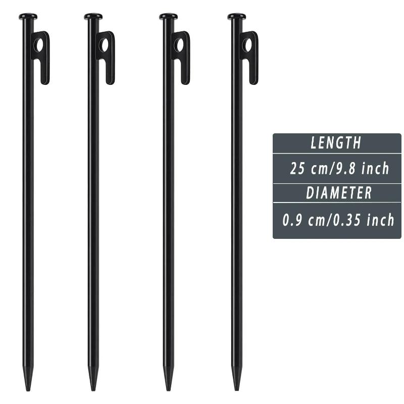 

4 шт. колышки для палаток, прочные колышки для кемпинга, кованые стальные колышки, шипы для украшения двора, снежного поля, пикника, небьющиеся и негибкие 4 Pcs 25 cm