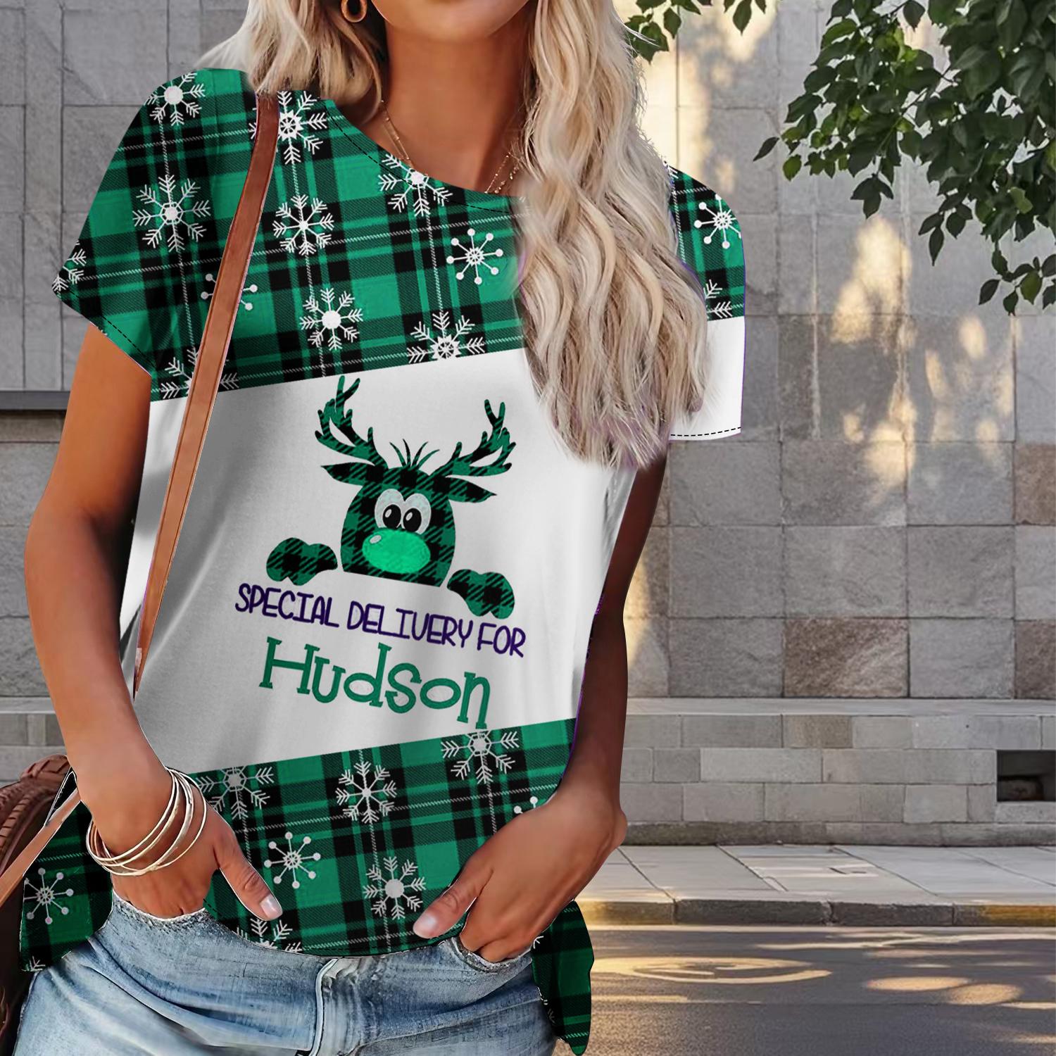 

Женская летняя футболка с принтом оленя Milu, ретро-модные футболки с коротким рукавом, повседневные топы с принтом 8XL светло-зеленый