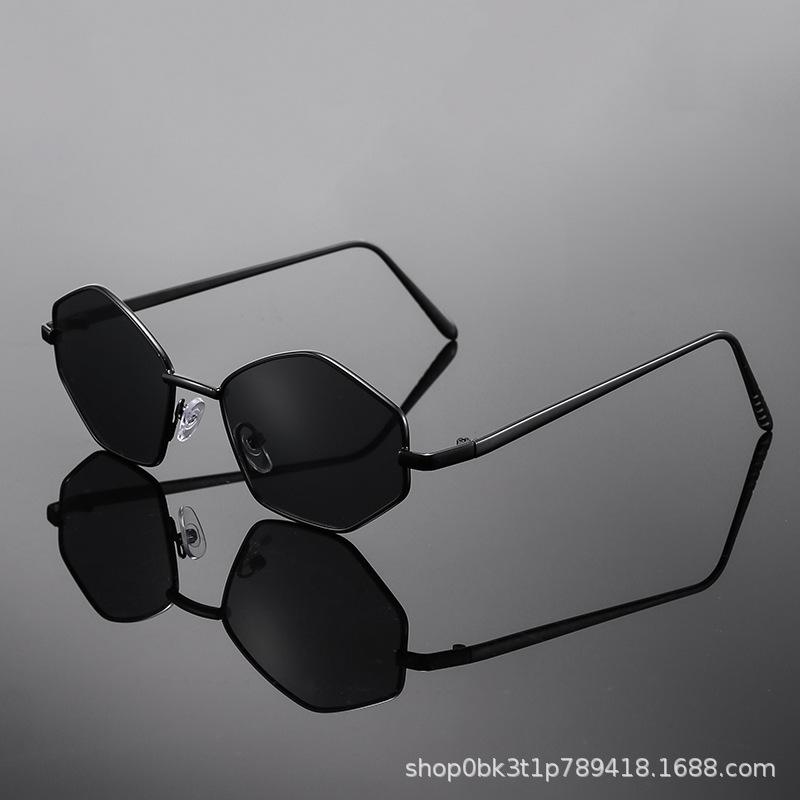 European and American new metal multilateral rhombus sunglasses women's high-end fashion sunglasses sun protection hip-hop glasses men