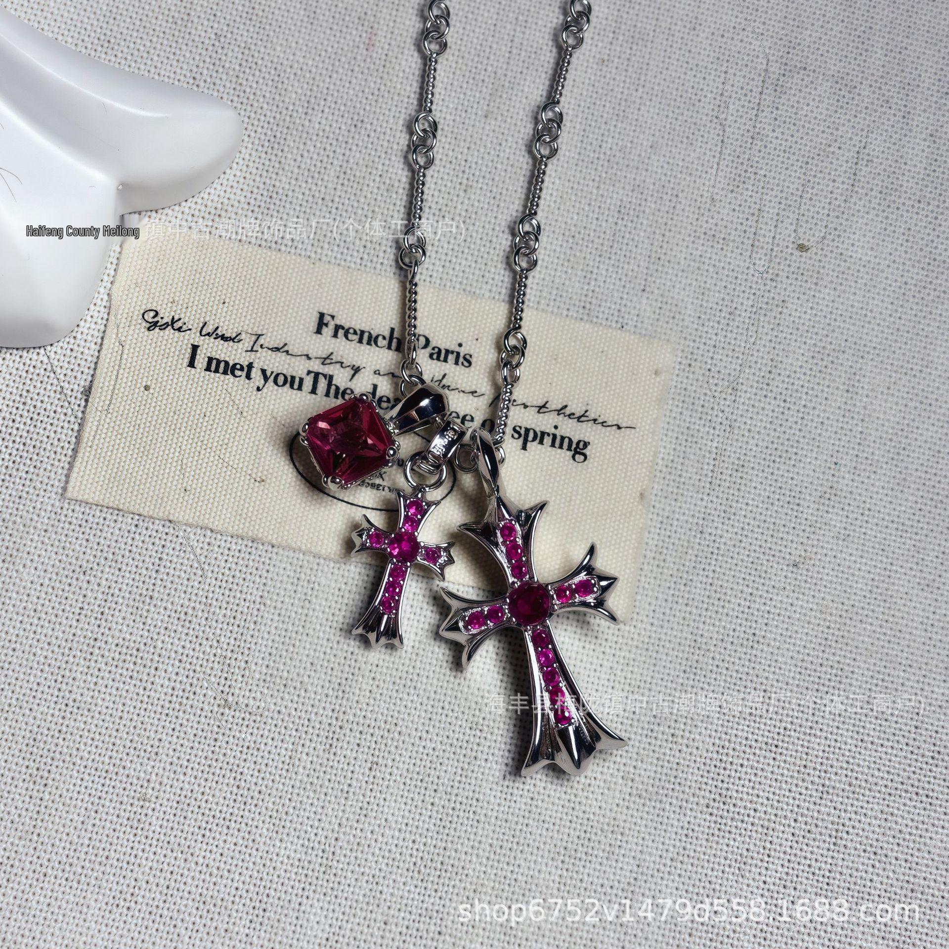 Kroxin Double Cross Sugar Bamboo Necklace - Classic Bestseller & Niche High-End Birthday Gift. Super Shiny!