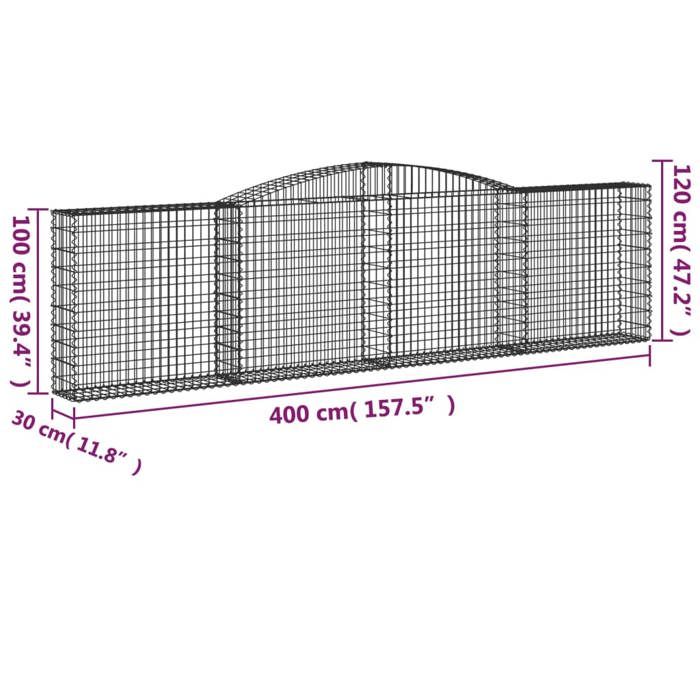 VidaXL 4x Paniers à Gabions Arqués Cages à Gabions Arquées Murs de Gabion Barrières de Jardin Terrasse Extérieur 3146868