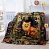 1pc Medieval style art fox blanket, al season lightweigh Poster blanket home office outdoor nap multifunc Poster blanketional blanket