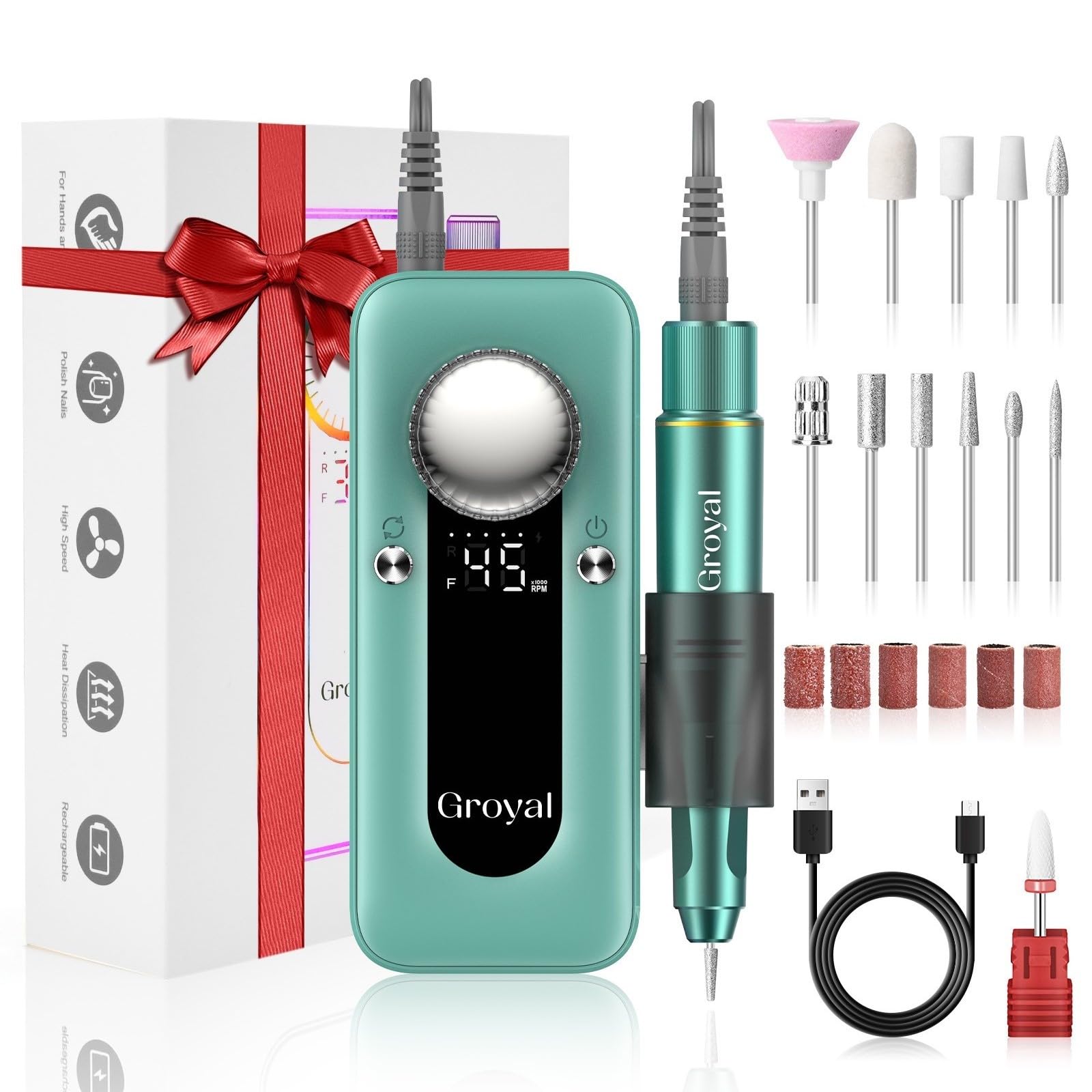 

Professional Electric Nail Drill, 45000RPM Nail Drill Set for Acrylic Gel Nail Tools, Rechargeable Portable Nail File Manicure Pedicure Set