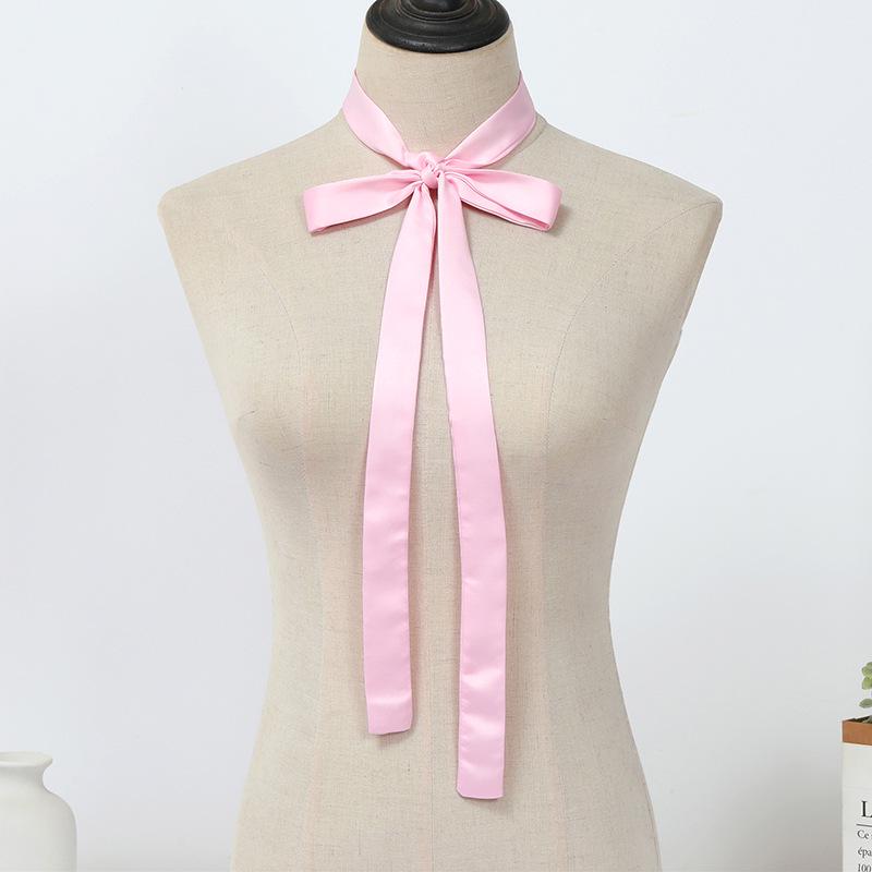 Versatile Solid Color Narrow Scarf: Neckerchief, Hairband, Waistband, and Ribbon Accessory