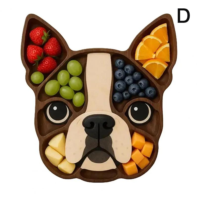 

Charcuterie Platter With Compartments Dog Themed Appetizer Tray For Cheese Meats And Snacks Dog-Faced Serving Board For Parties
