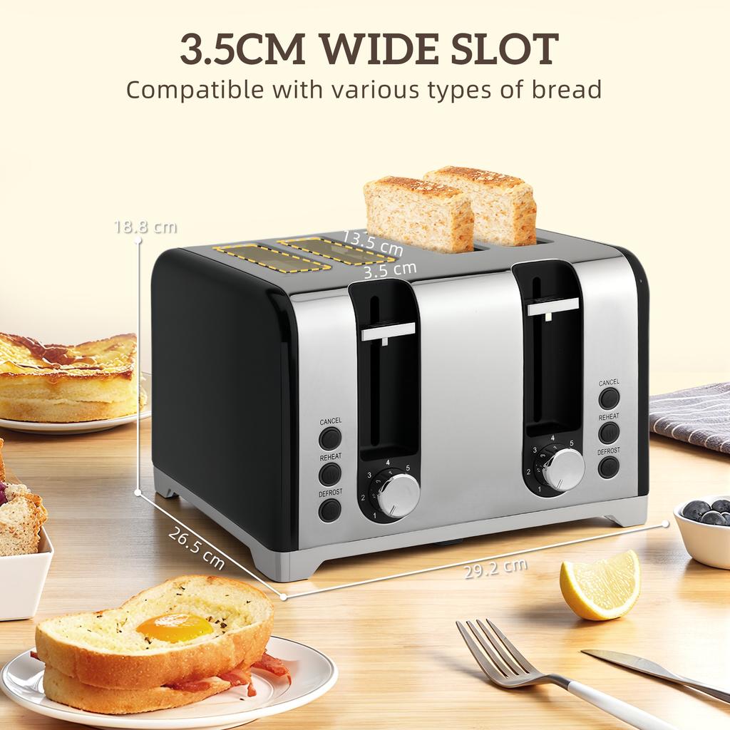Kettle and Toaster Set, 1.7L 3000W Rapid Boil Jug Kettle with Otter Thermostat, Limescale Filter, 4 Slice Toaster with 7 Browning Controls