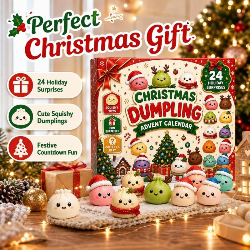 Chiristmas Dumpling Squishy  Advent Calendar Slow Rising Stress Relief Sensory Fidget Countdown Calendar Gift Party Favors