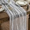 Long Fabric Table Runner Glittery Runner, Sheer Flowing Tulle Elegant Centerpiece for Home Wedding Baby Shower Bridal Decor Sophisticated