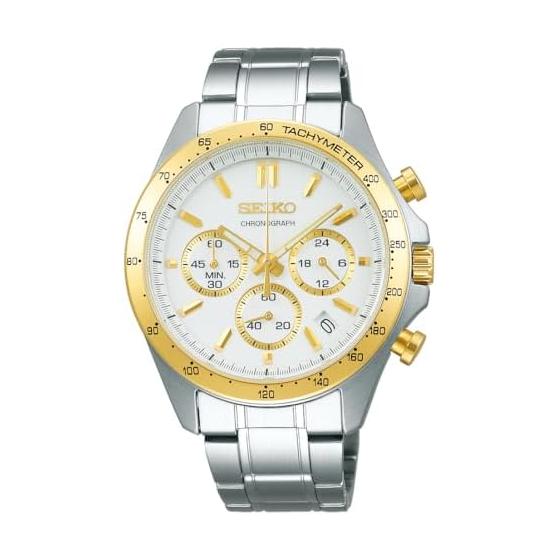 [Seiko Watch] SEIKO SELECTION SBTR024 Men s Watch, Battery Operated Quartz Chronograph, Date Calendar and 24 Hour Hand, White Dial, Silver x Yellow