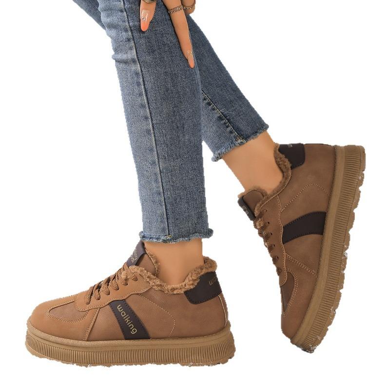 Retro Women's Shoes, New Fleece and Thickened Snow Cotton Shoes, Casual Board Shoes