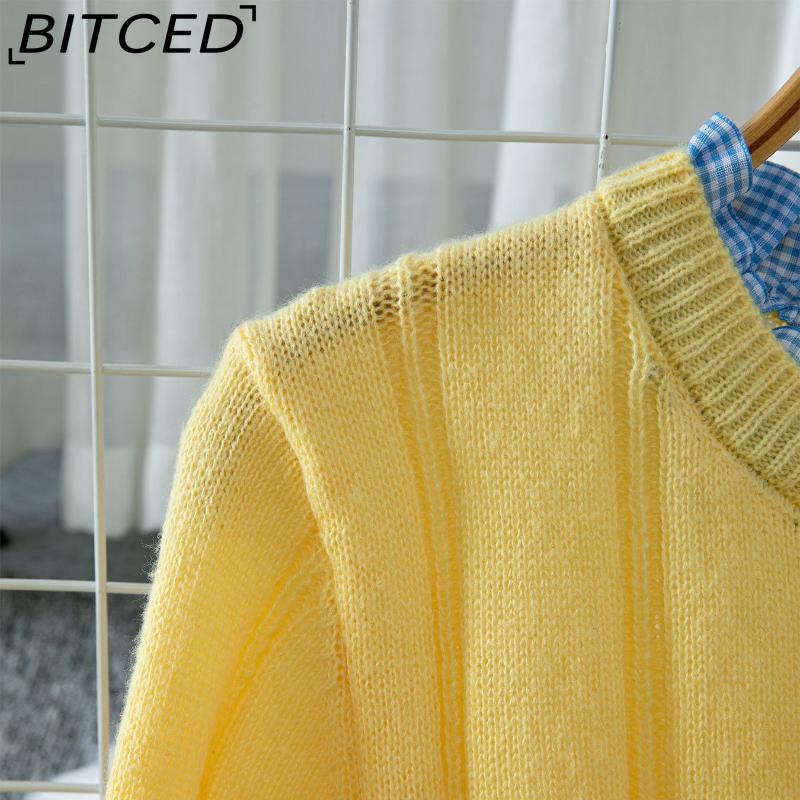 BITCED Women's Knit Cardigan Sweater - Autumn Ruffled Patchwork Slim-Fit Cropped Top Outerwear Cardigan
