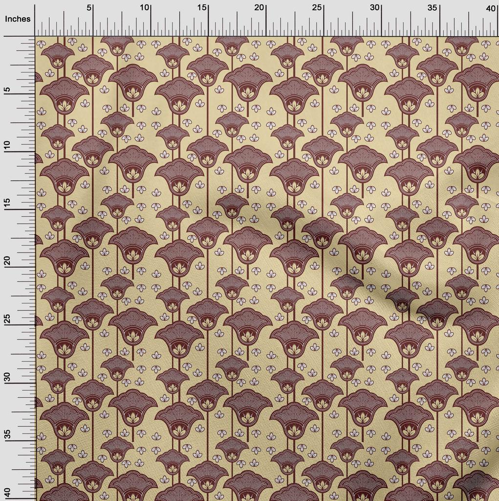 oneOone Baumwoll-Flex-Stoff Beige Asiatischer Blockdruck Stoff für Kleider Stoff Druckstoff nach Meter 40 Zoll