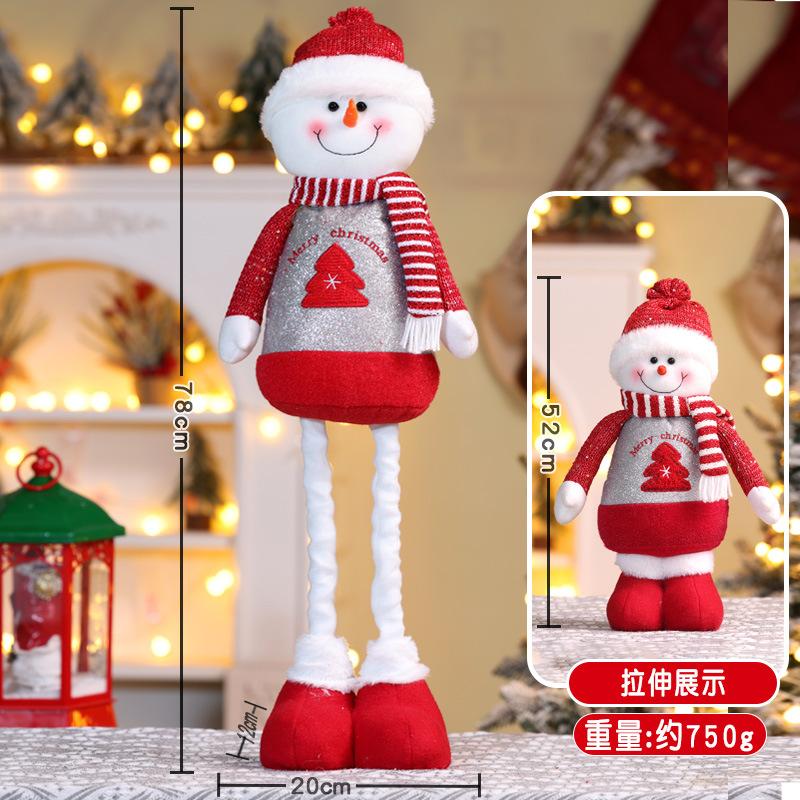 Christmas Retractable Red Striped Doll Christmas Retractable Old Man Snowman Elk Legs Doll Tabletop Ornament
