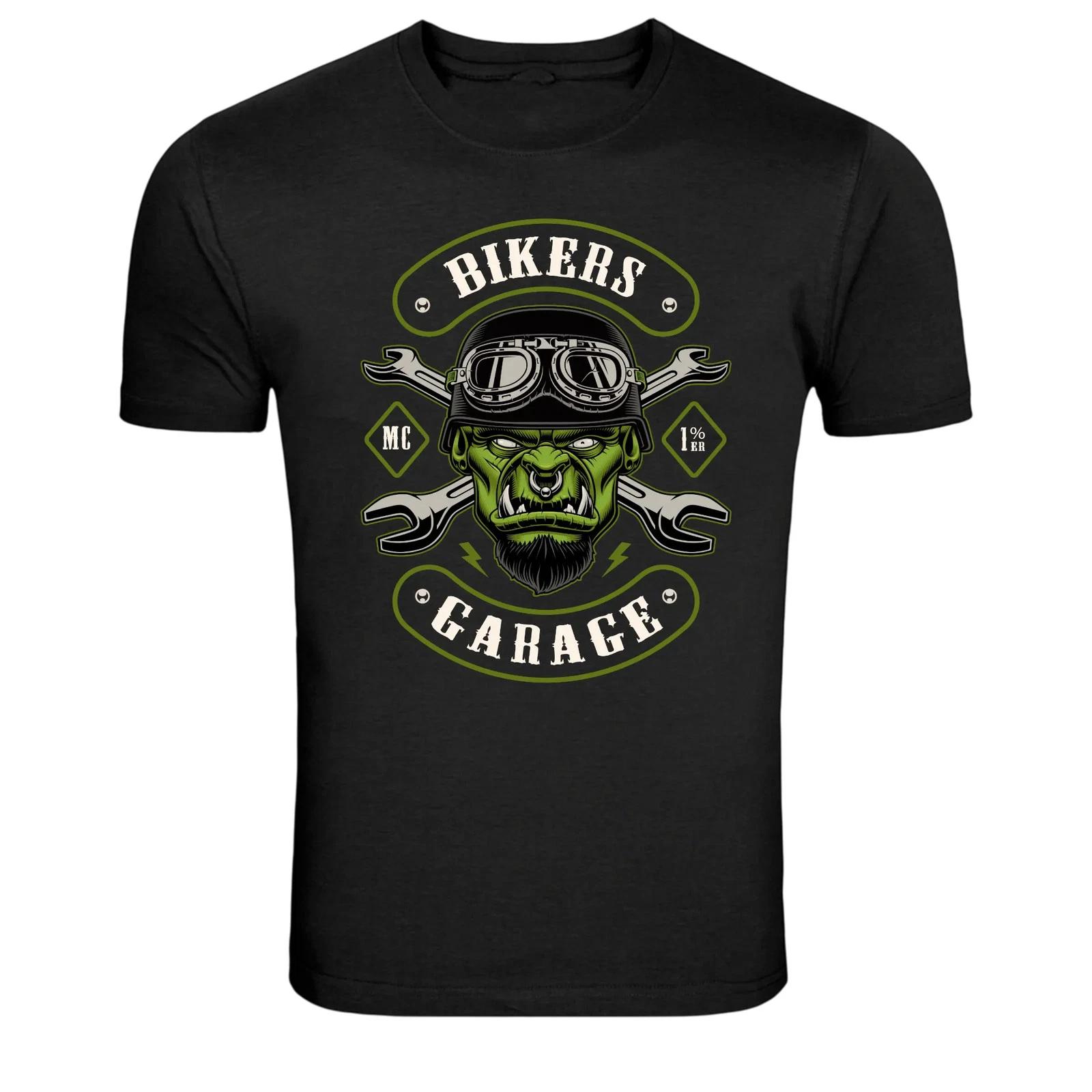 Bikers Garage Orc Mechanic Motorcycle Graphic T-Shirt S