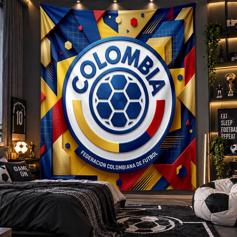 Wall Hanging Tapestry Colombia Football Print Cloth for Living Room Bedroom Home Decor