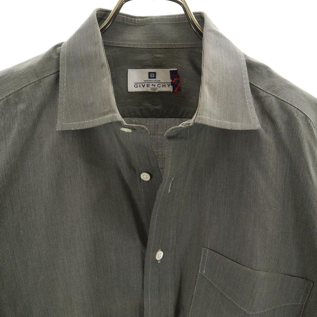 Givenchy 90s Made In Japan Old Long Sleeve Cotton Shirt 48 Gray Men's Used