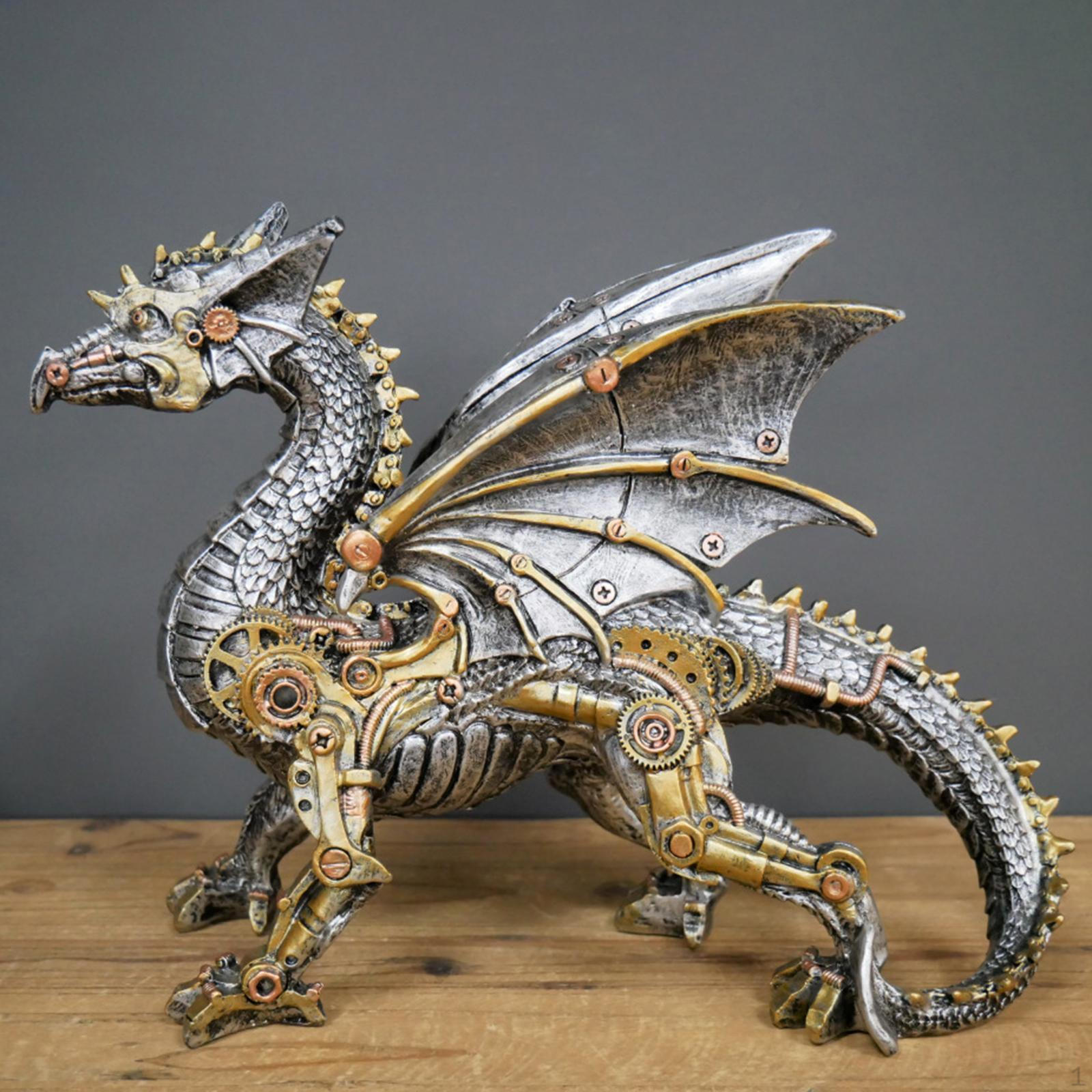 

Механическая статуэтка панка, коллекционные украшения для животных, современная смоляная поделка в стиле стимпанк для входа Flying Dragon