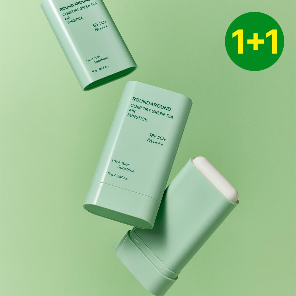 ROUND A'ROUND Comfort Green Tea Air Sunstick 19g Double Set