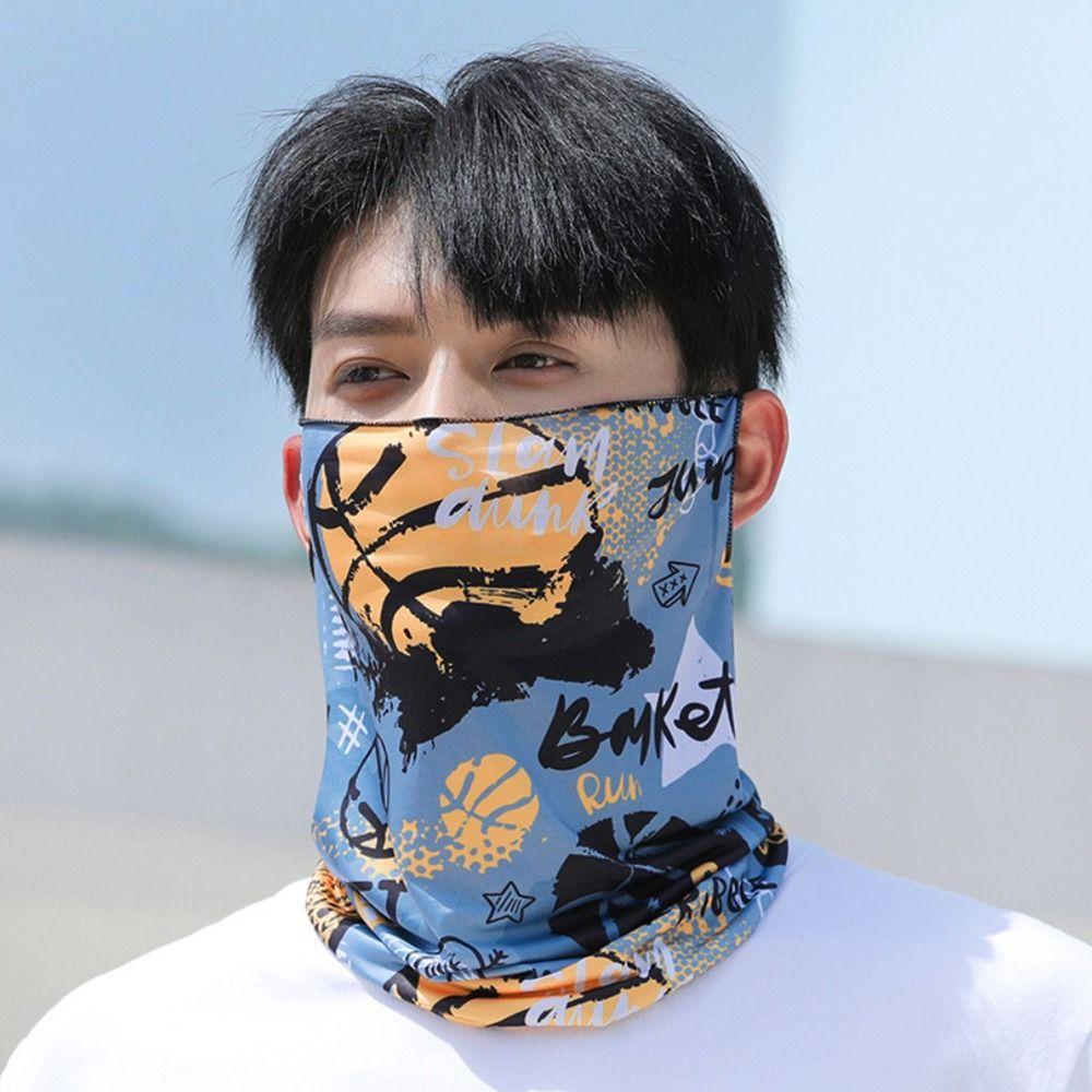 Breathable Lce Silk Bandana Hanging Ear Face Cover Scarf Neck Protection Cycling Balaclava  Summer