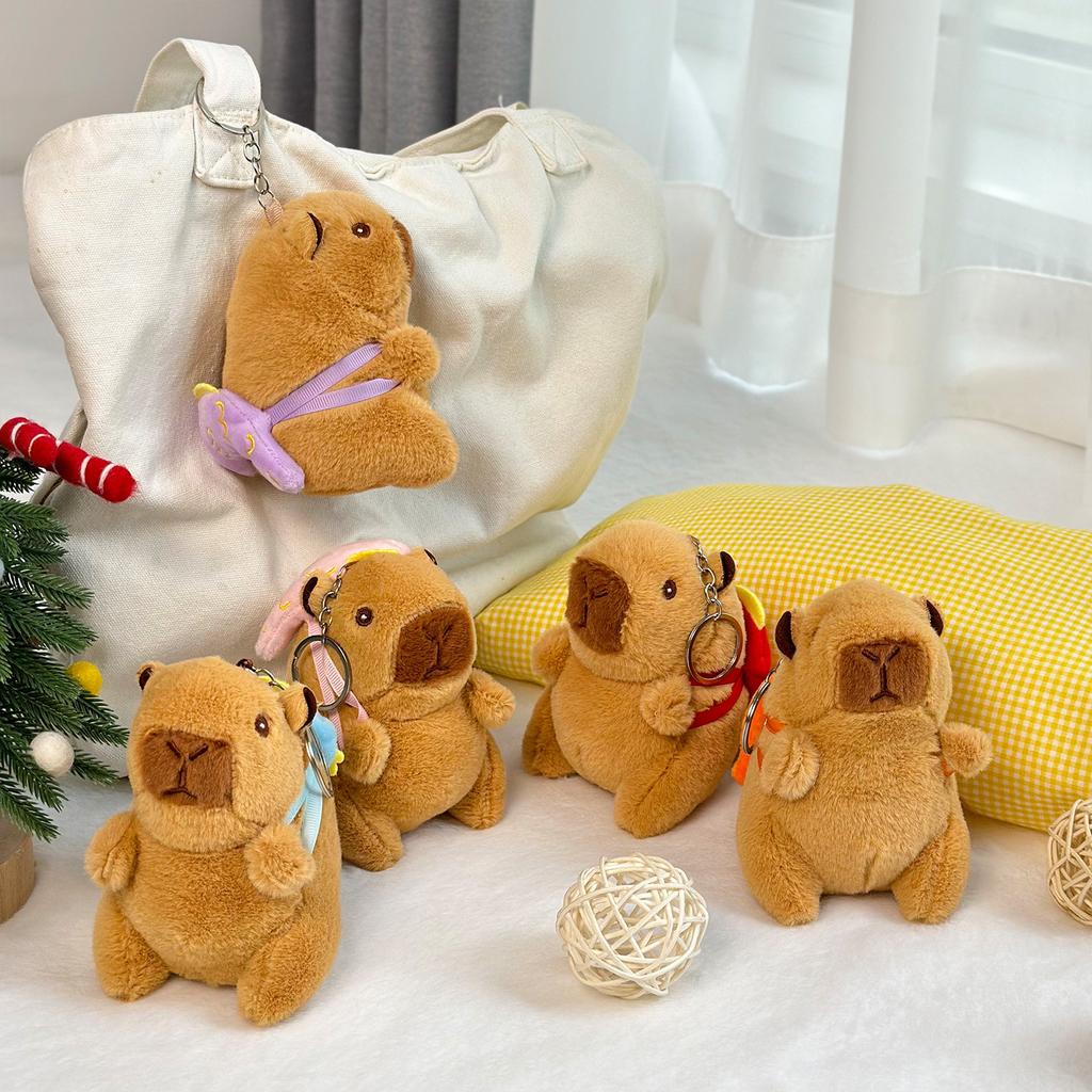 Kapibala Plüsch-Anhänger, süße Capybar-Puppe, Stoffpuppe, Schlüsselanhänger, 10,2 cm große Greifpuppe